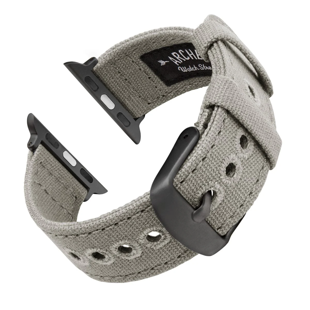Apple Watch Canvas Watch Band - Ash Gray/Space Gray - Image 4