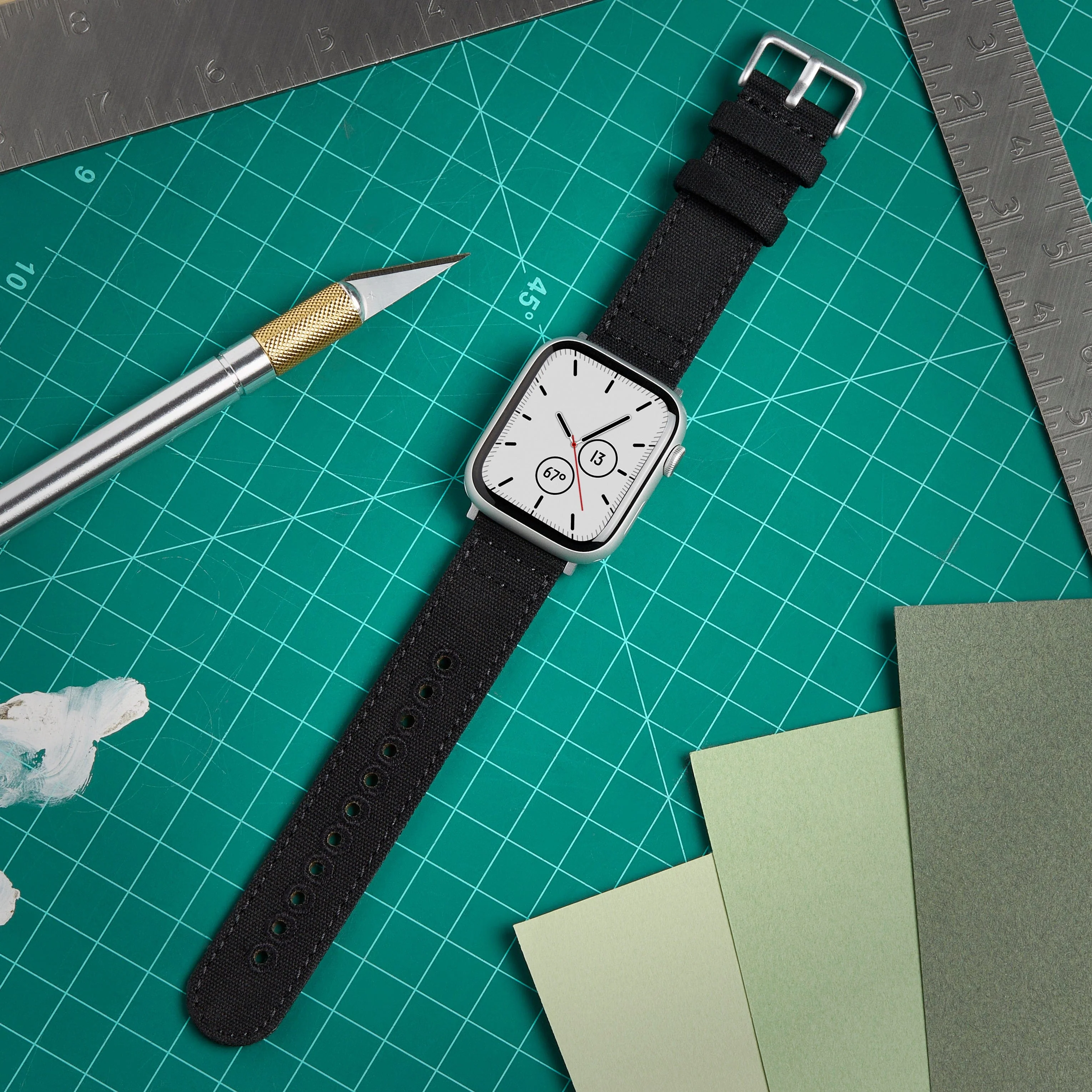 Apple Watch Canvas Watch Band - Black/Silver Aluminum - Image 3