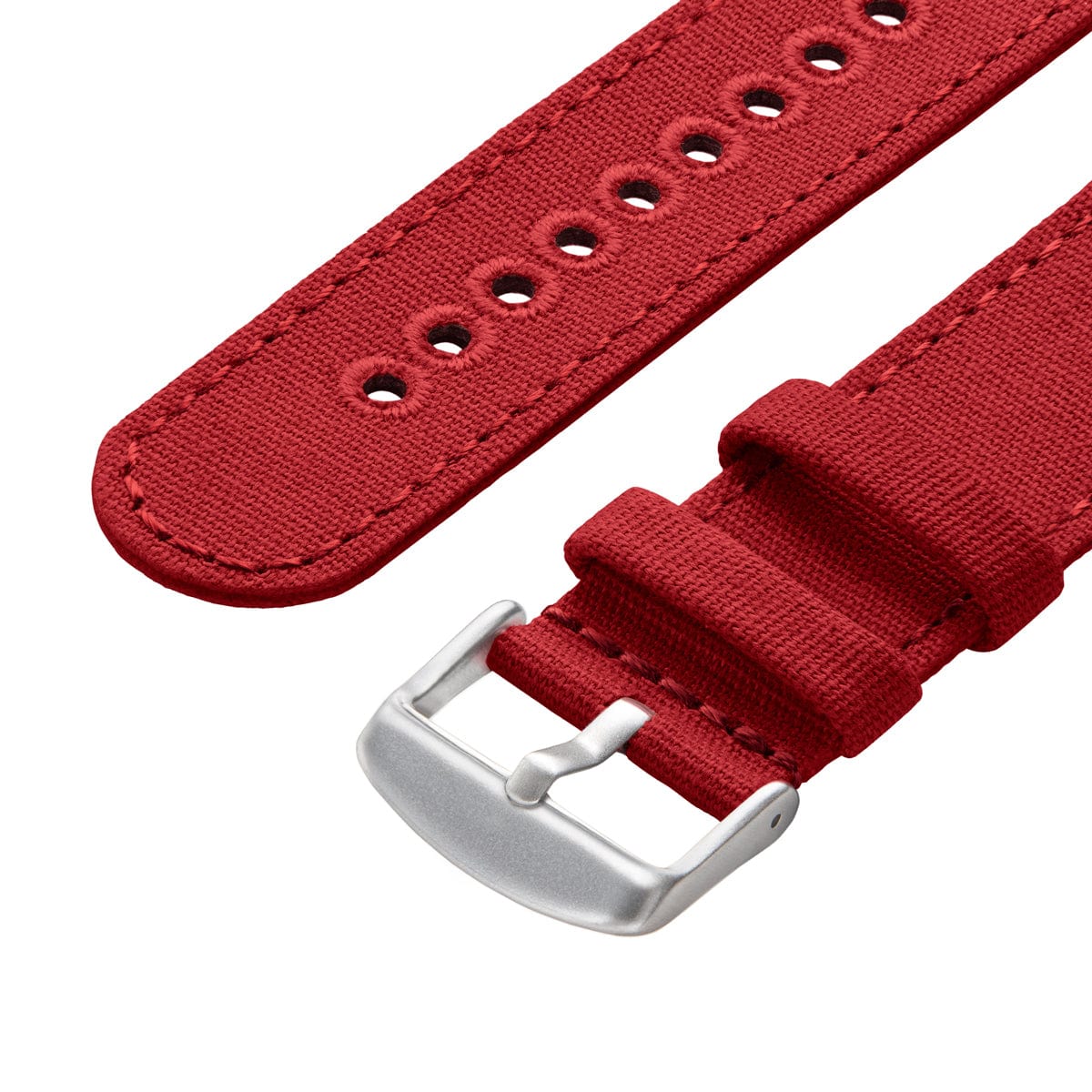 Apple Watch Canvas Watch Band - Carmine Red/Silver Aluminum - Image 6