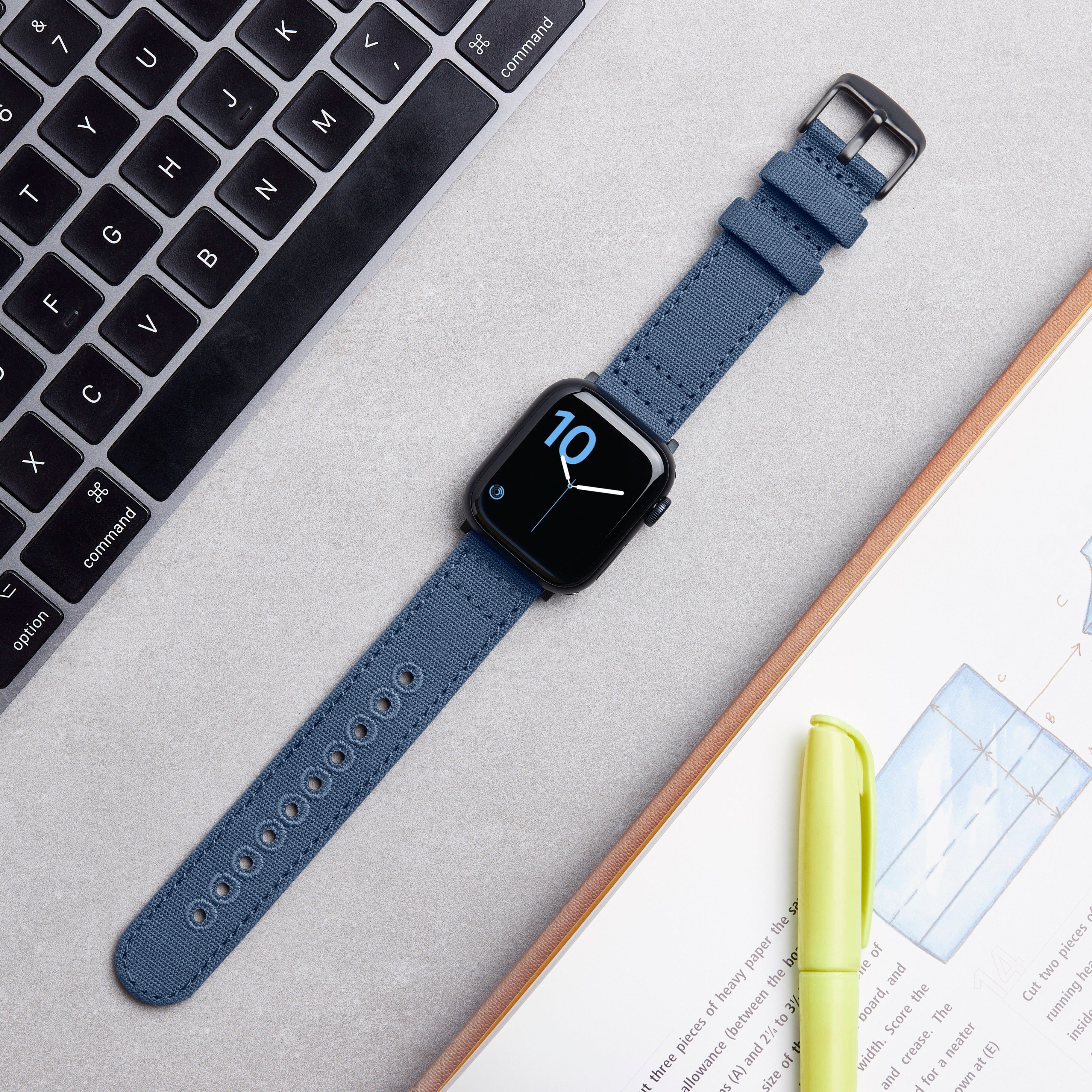 Apple Watch Canvas Watch Band - Classic Denim Blue/Space Gray - Image 3