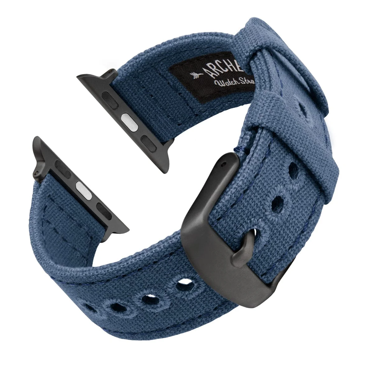 Apple Watch Canvas Watch Band - Classic Denim Blue/Space Gray - Image 4