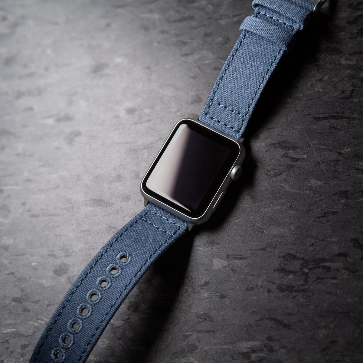 Apple Watch Canvas Watch Band - Classic Denim Blue/Silver Aluminum - Image 3