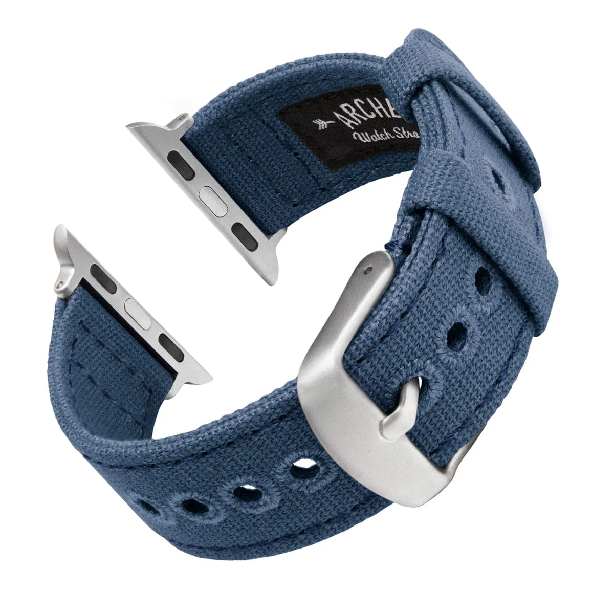 Apple Watch Canvas Watch Band - Classic Denim Blue/Silver Aluminum - Image 4