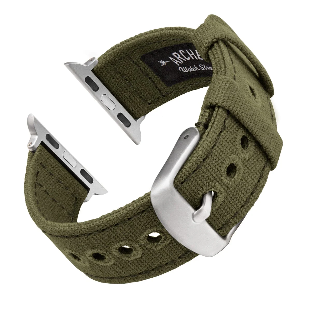 Apple Watch Canvas Watch Band - Faded Olive/Silver Aluminum - Image 4