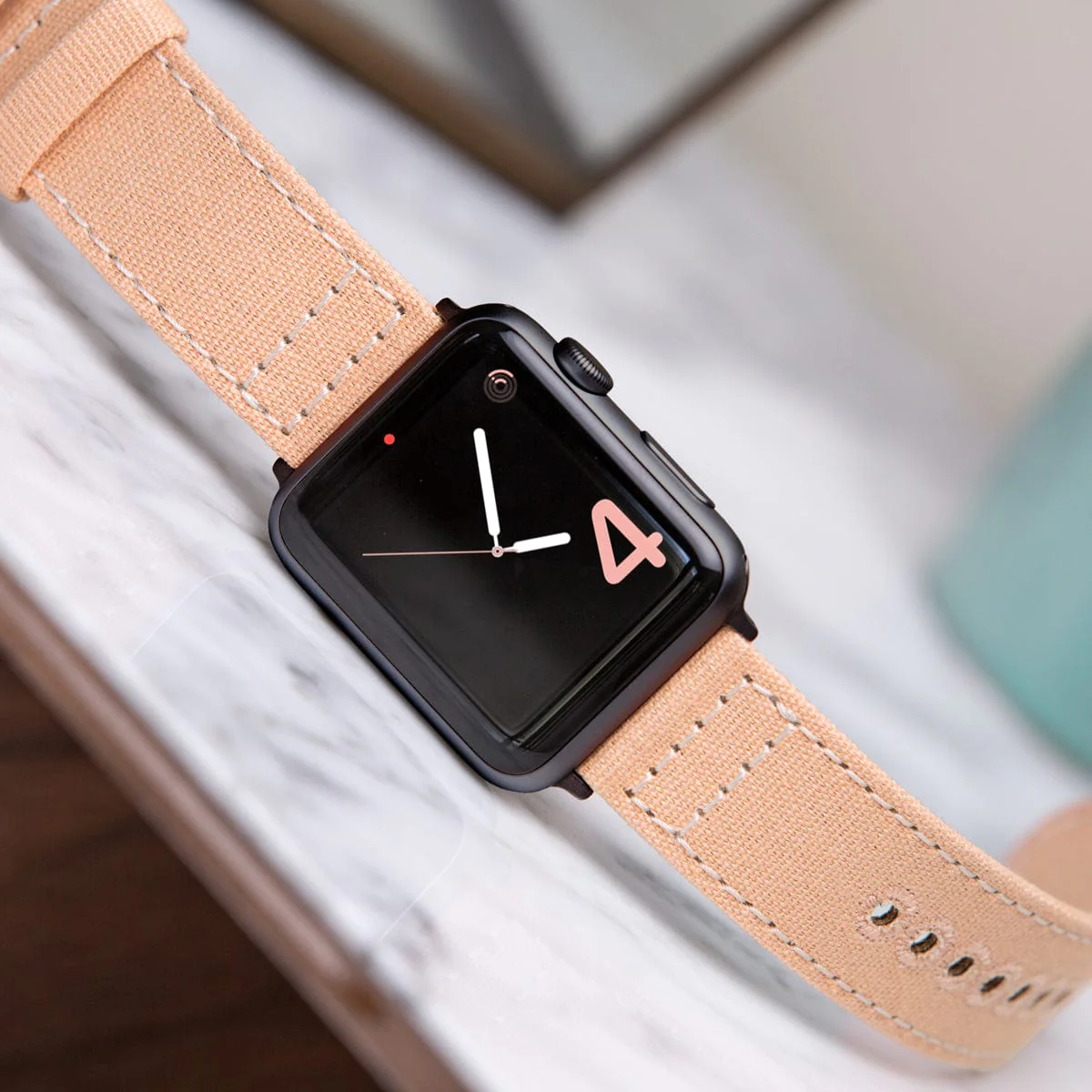 Apple Watch Canvas Watch Band - Pale Coral/Space Gray - Image 2