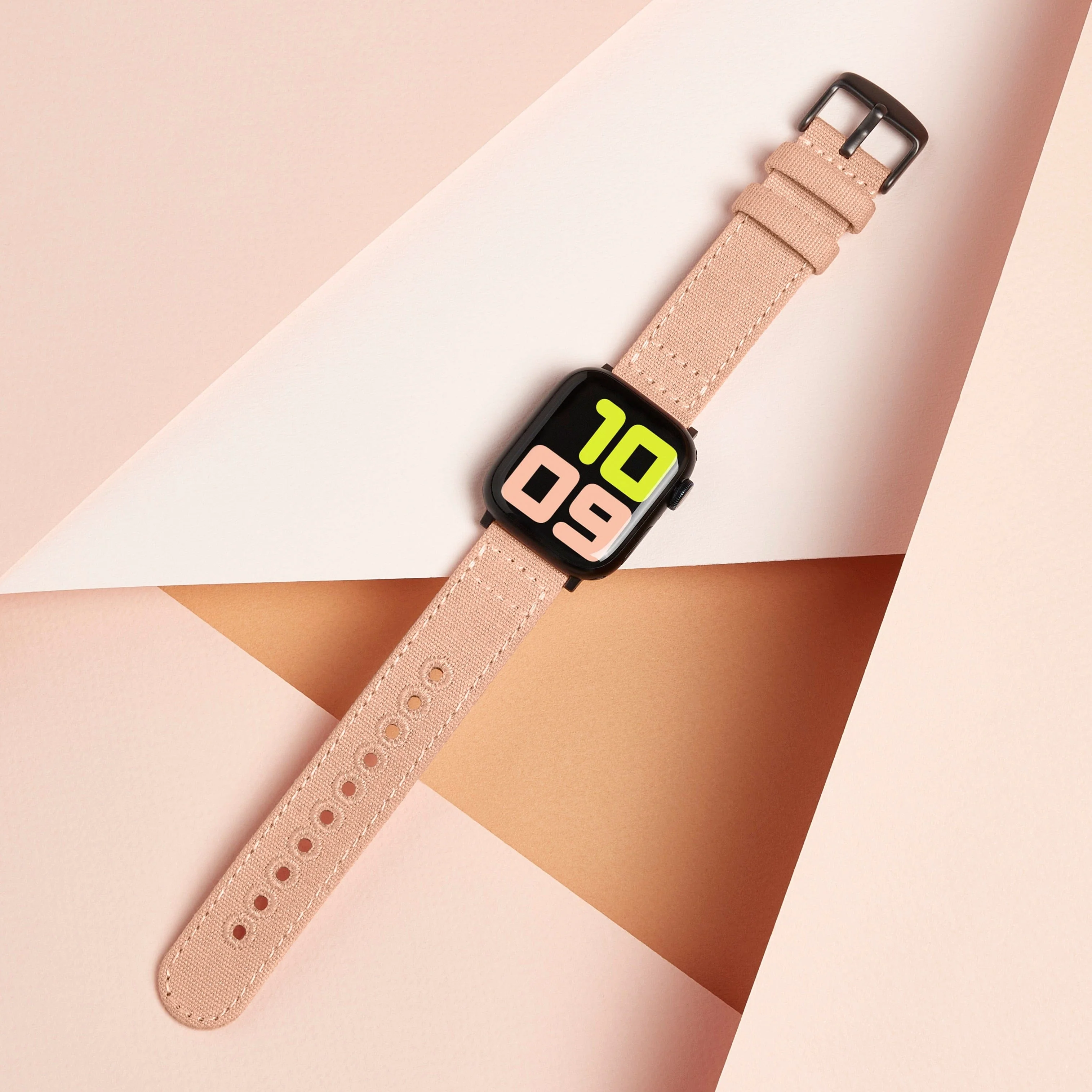 Apple Watch Canvas Watch Band - Pale Coral/Space Gray - Image 3