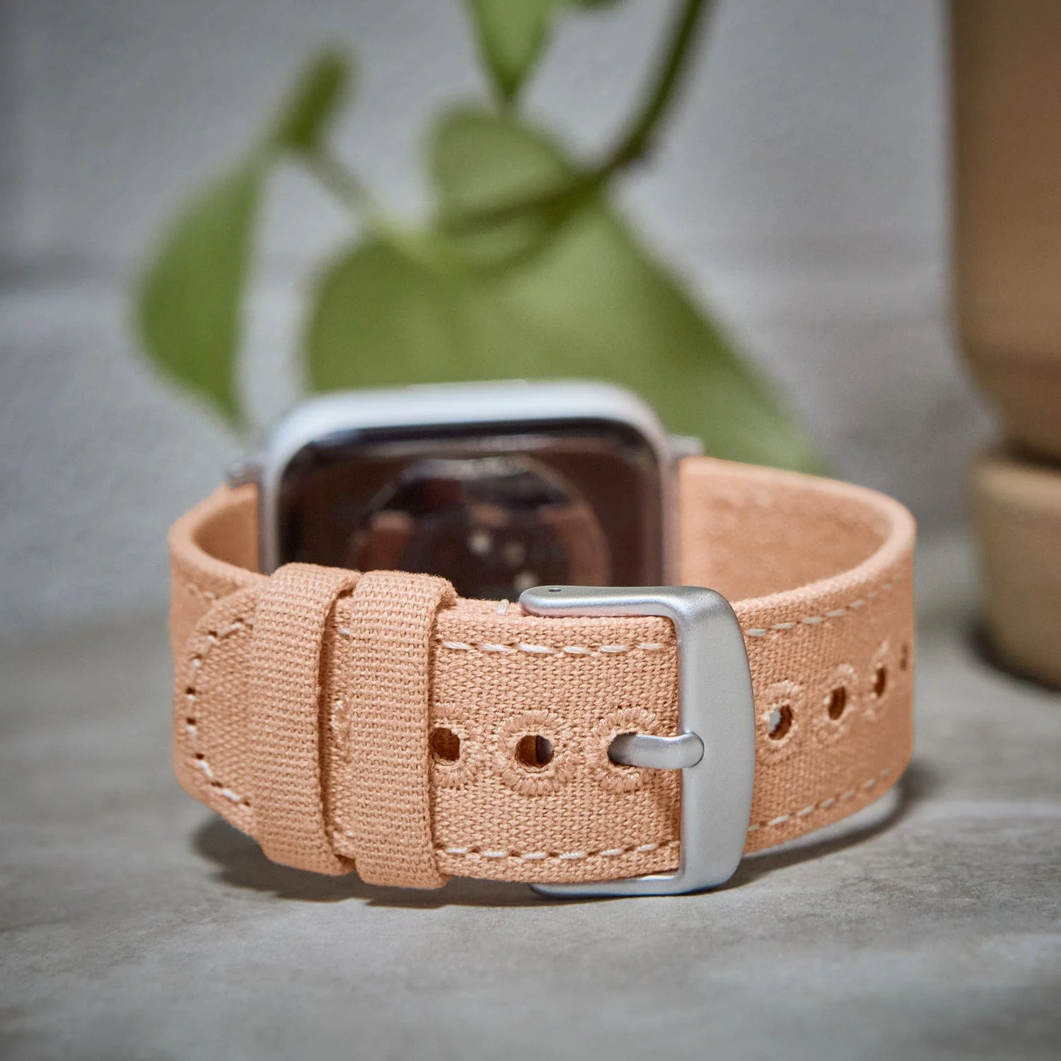 Apple Watch Canvas Watch Band - Pale Coral/Silver Aluminum - Image 3