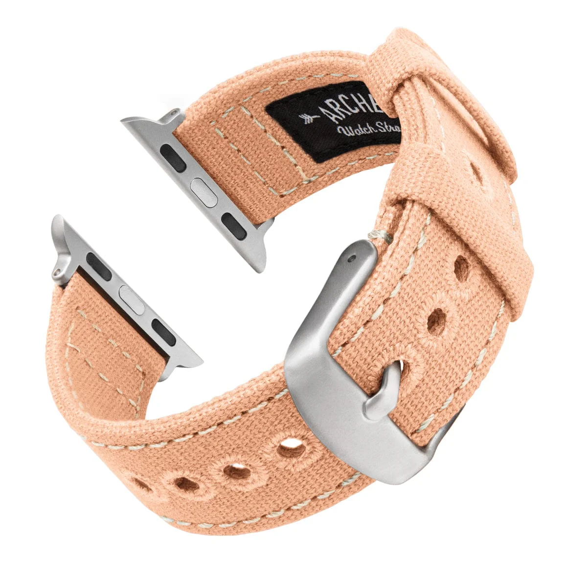 Apple Watch Canvas Watch Band - Pale Coral/Silver Aluminum - Image 4