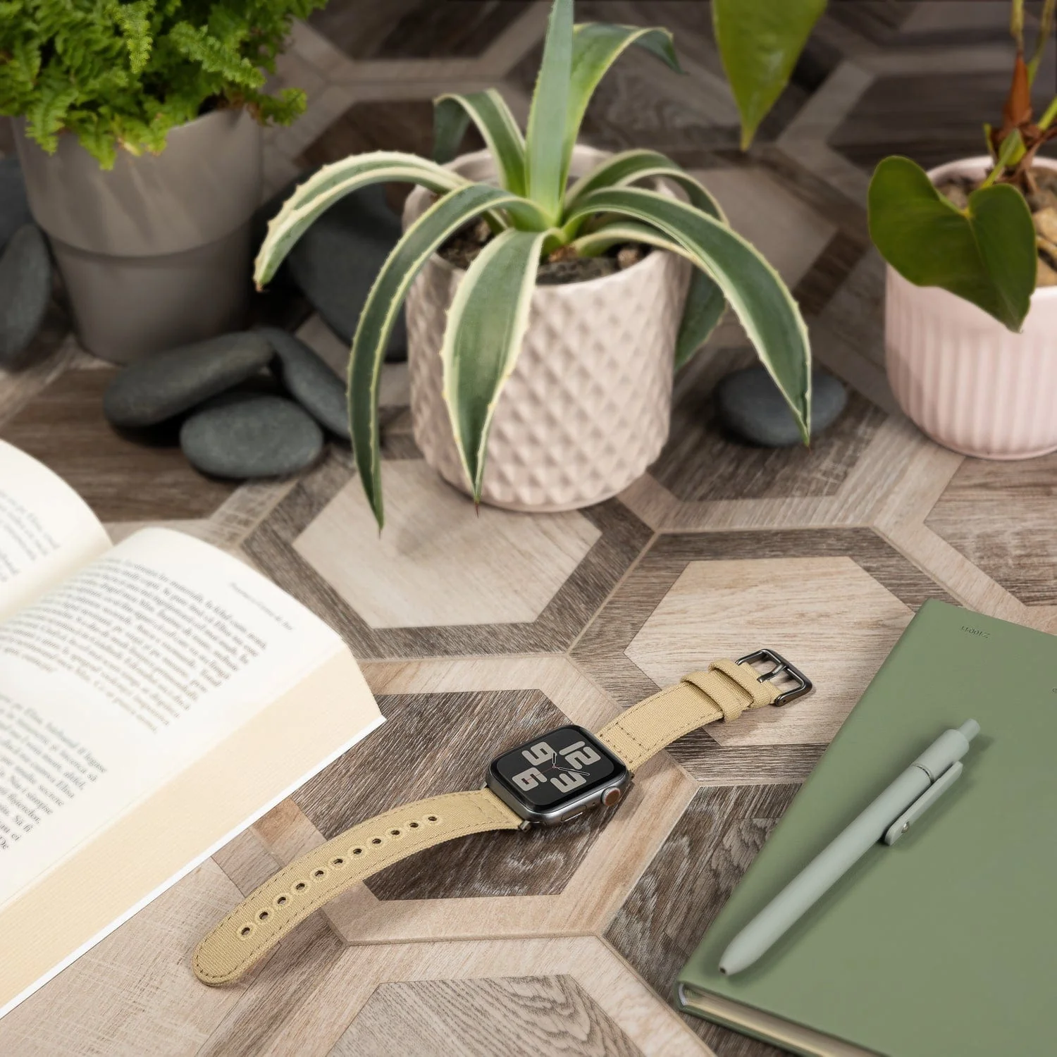 Apple Watch Canvas Watch Band - Sand/Space Gray - Image 3