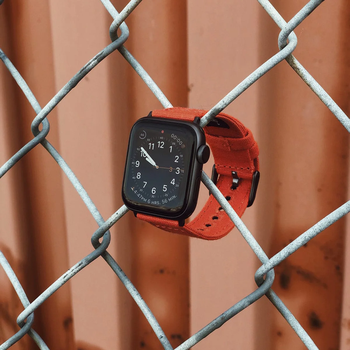 Apple Watch Canvas Watch Band - Tangelo Orange/Space Gray - Image 3