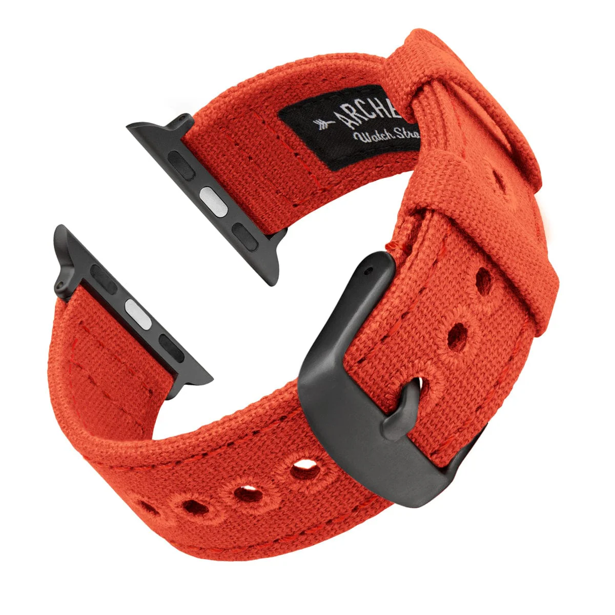 Apple Watch Canvas Watch Band - Tangelo Orange/Space Gray - Image 4