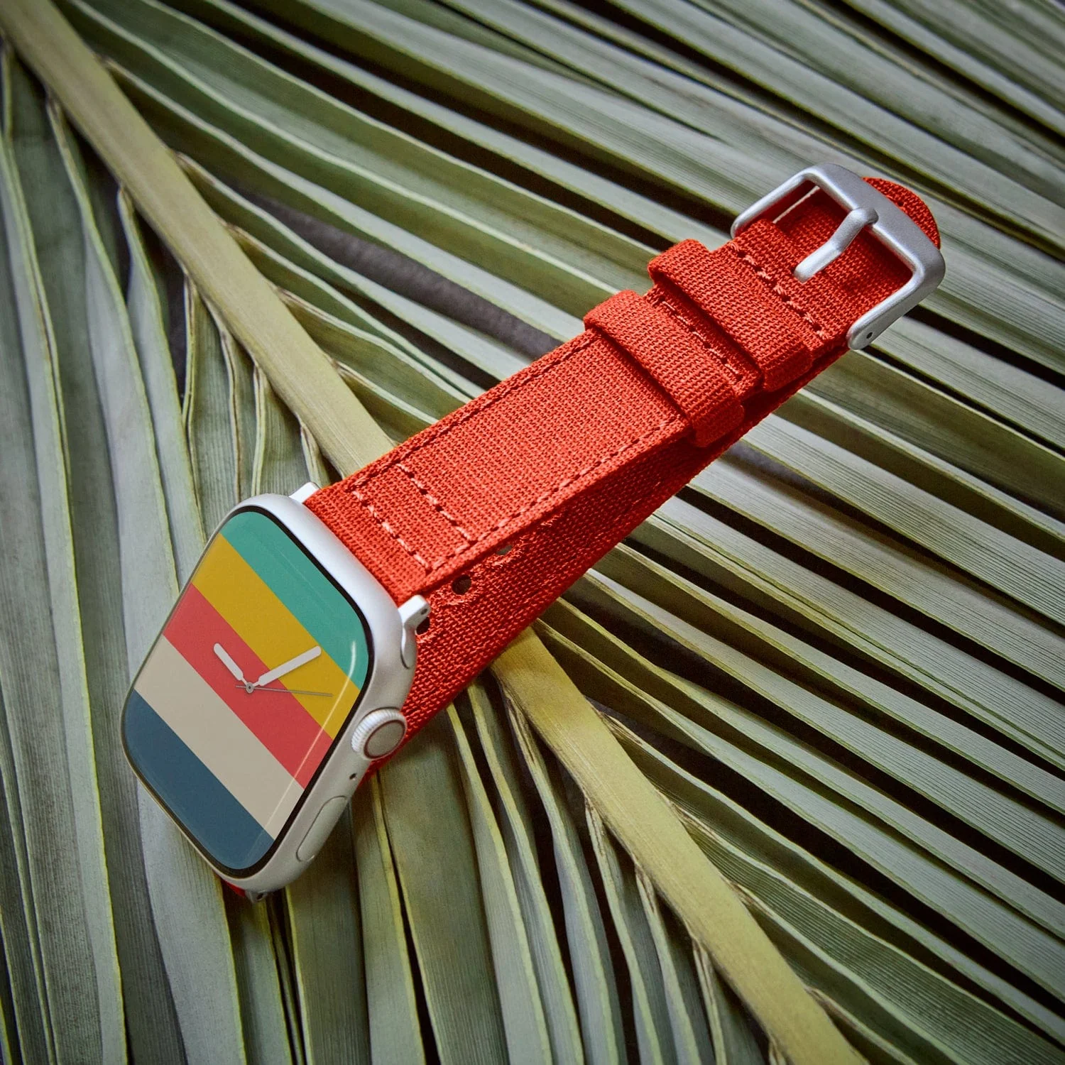 Apple Watch Canvas Watch Band - Tangelo Orange/Silver Aluminum - Image 3