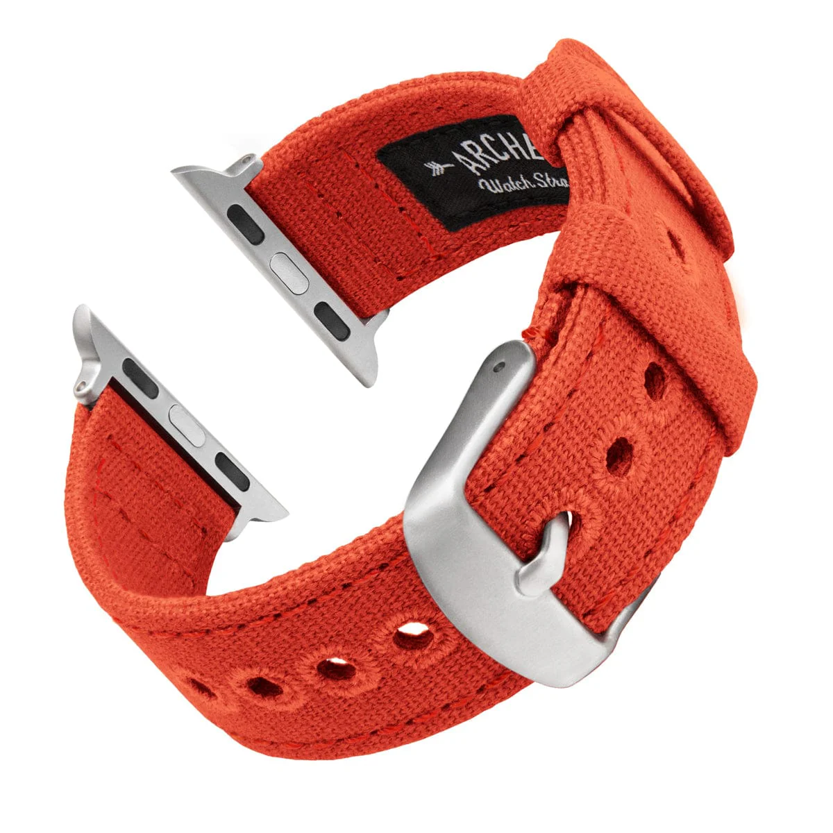 Apple Watch Canvas Watch Band - Tangelo Orange/Silver Aluminum - Image 4