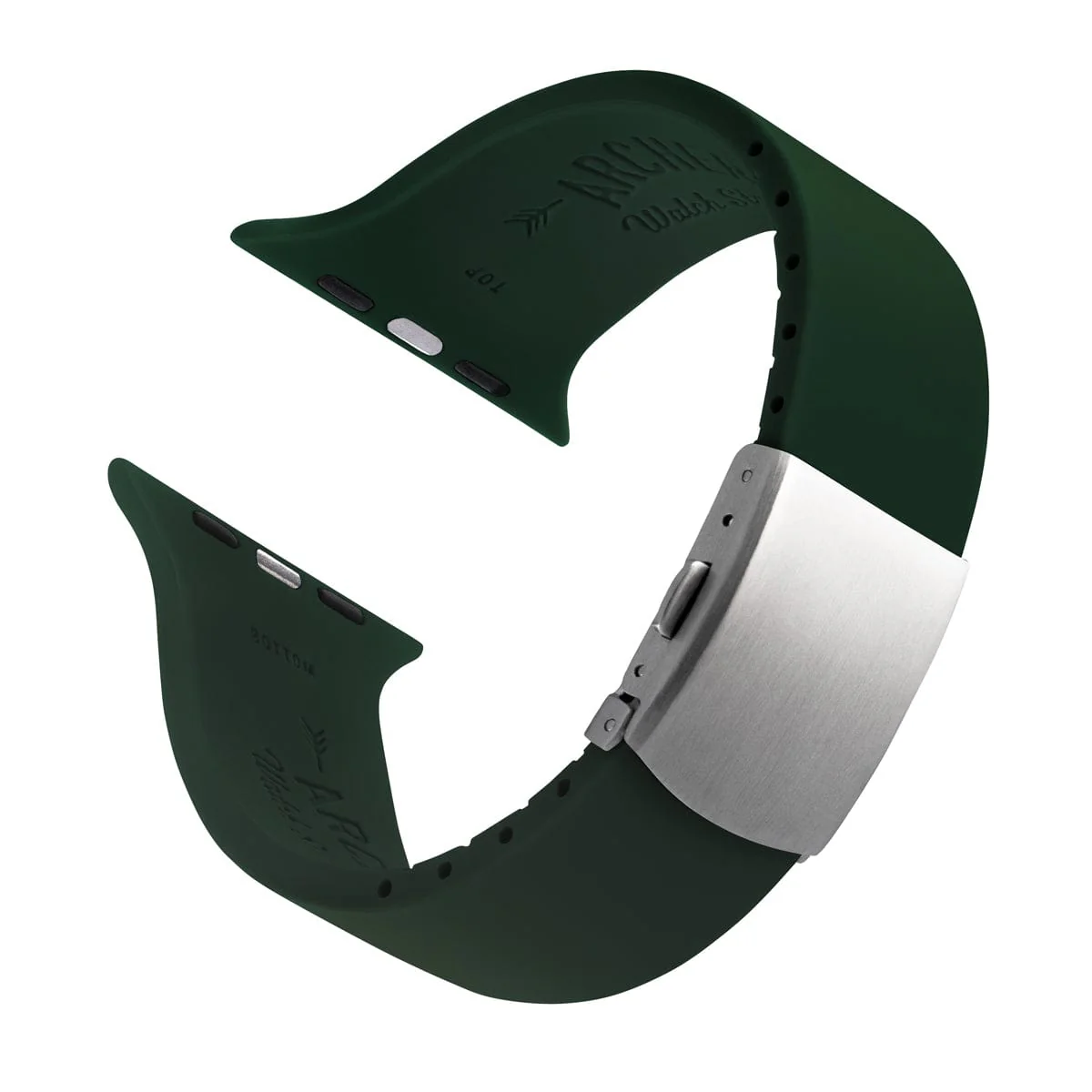Apple Watch Custom Fit Silicone Watch Band - British Racing Green/Silver - Image 4