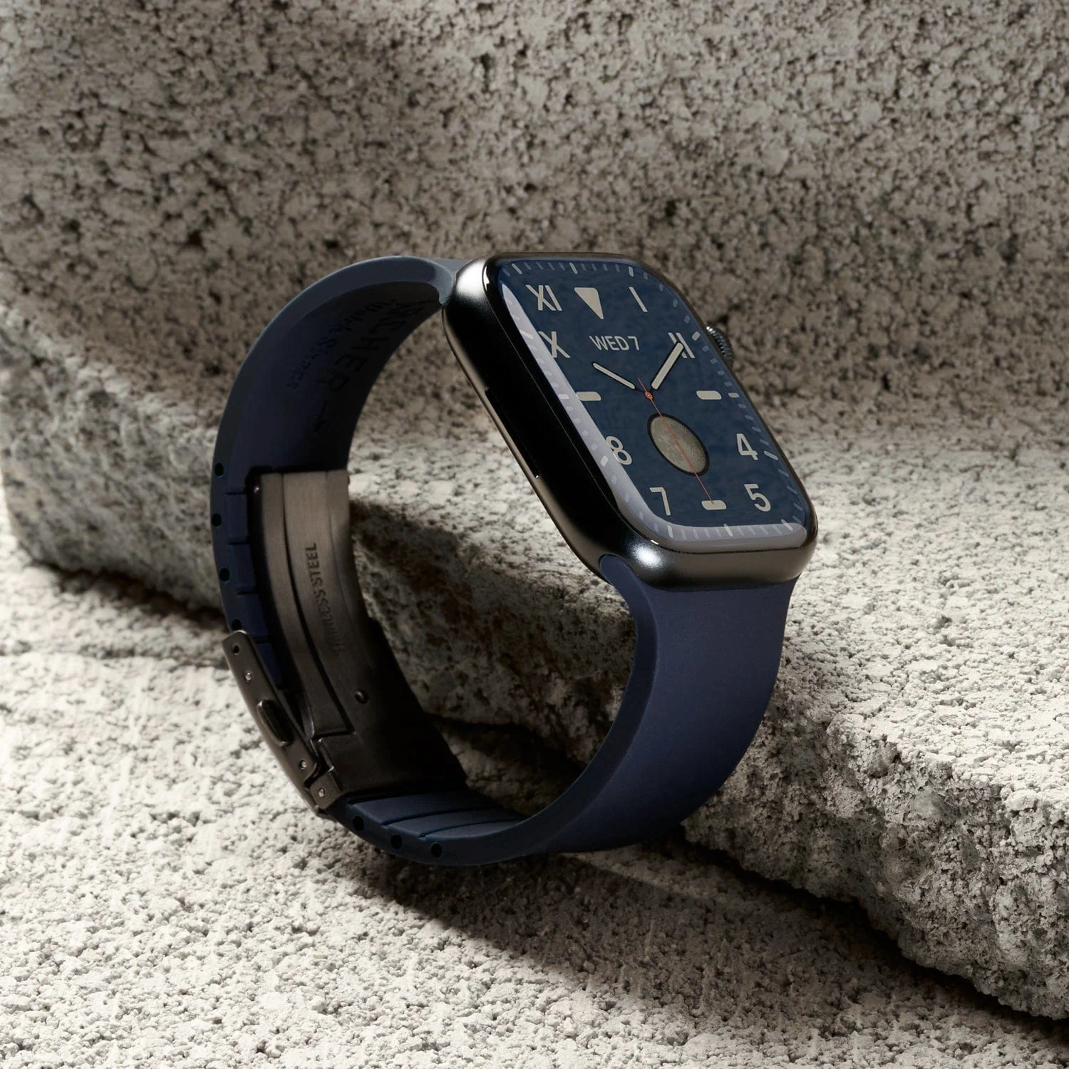 Apple Watch Custom Fit Silicone Watch Band - Midnight Blue/Gray - Image 2