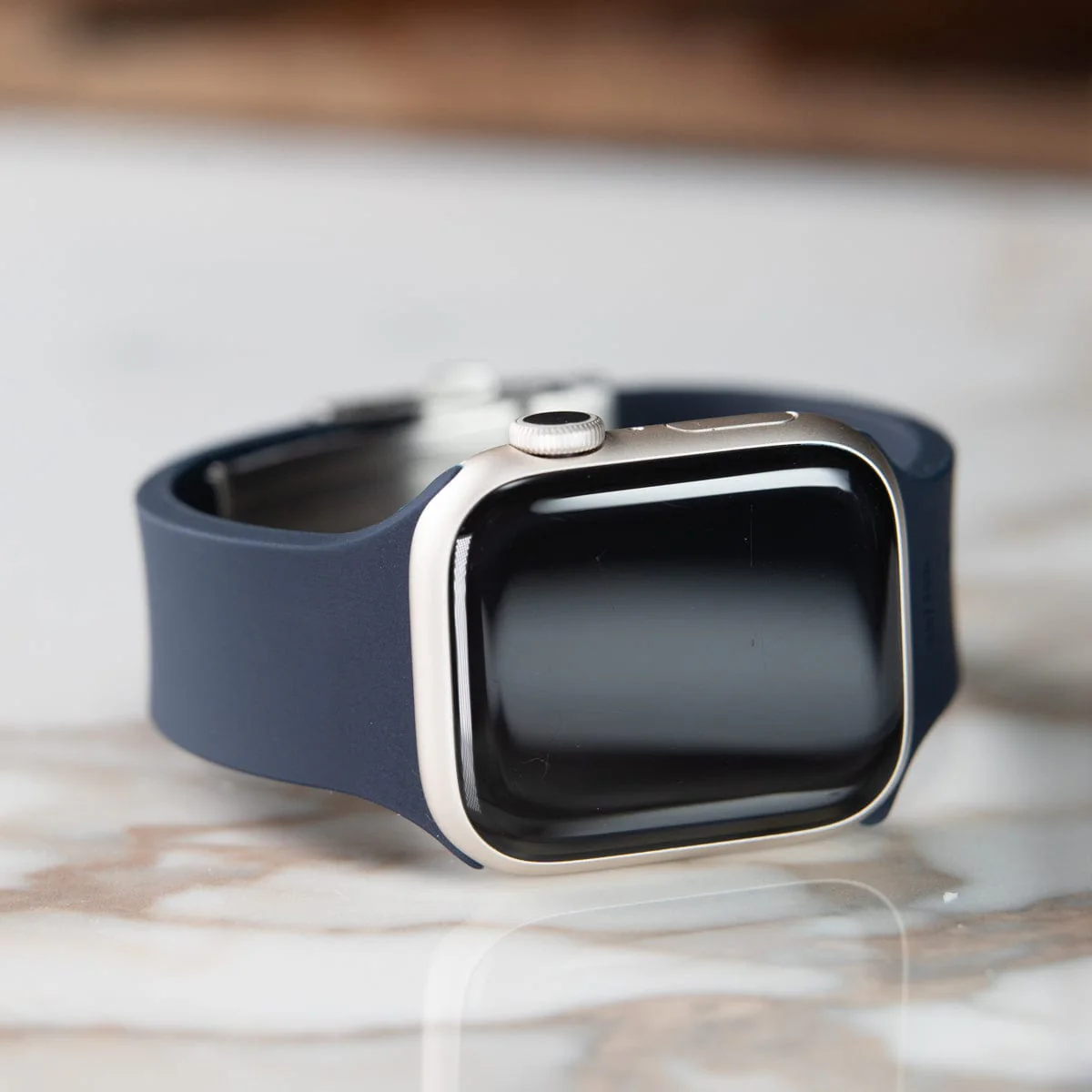 Apple Watch Custom Fit Silicone Watch Band - Midnight Blue/Silver - Image 3