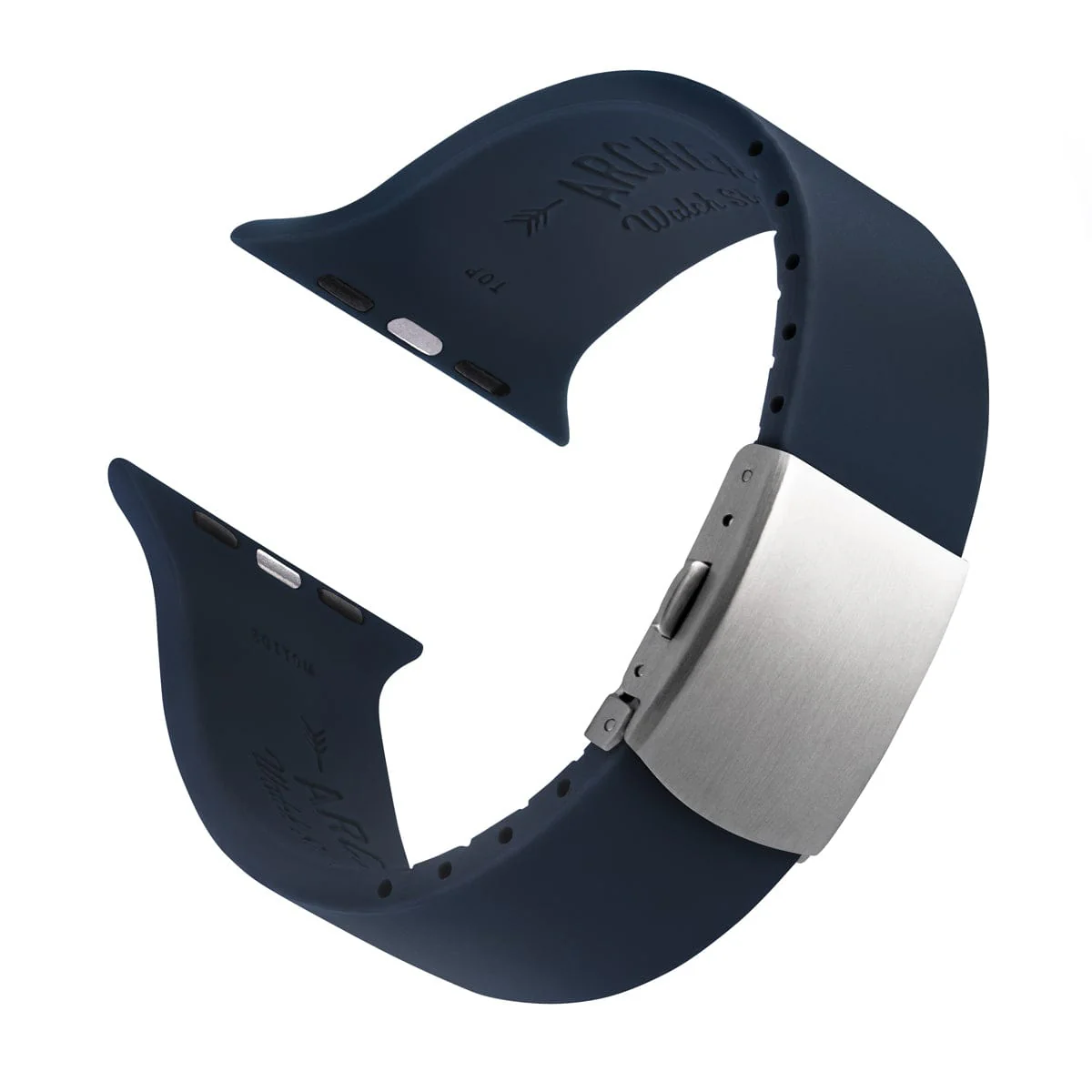 Apple Watch Custom Fit Silicone Watch Band - Midnight Blue/Silver - Image 4