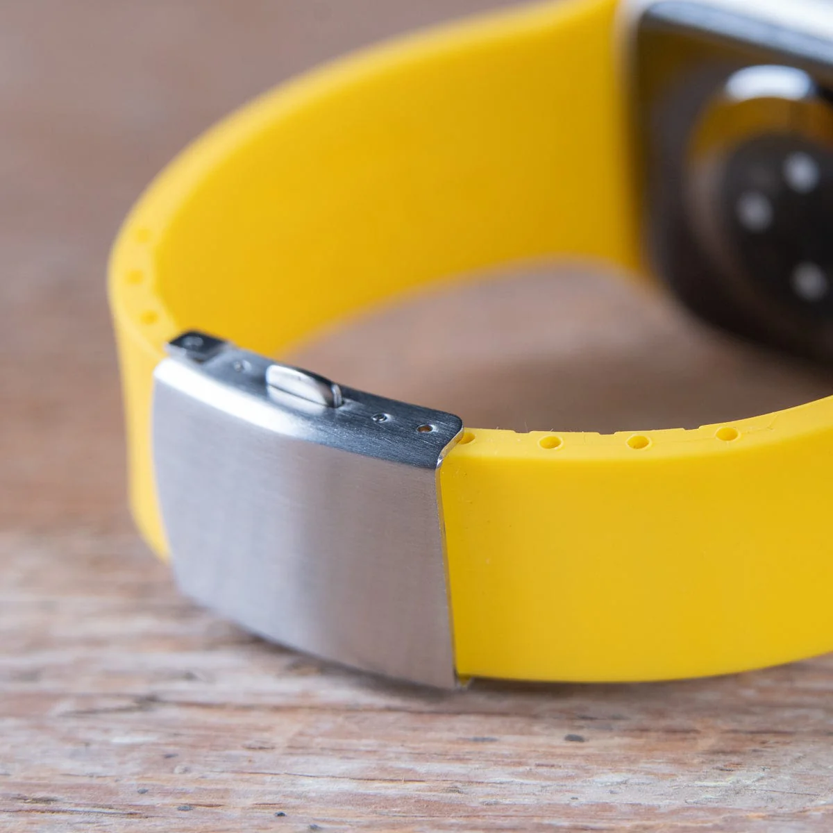 Apple Watch Custom Fit Silicone Watch Band - Naples Yellow/Silver - Image 3