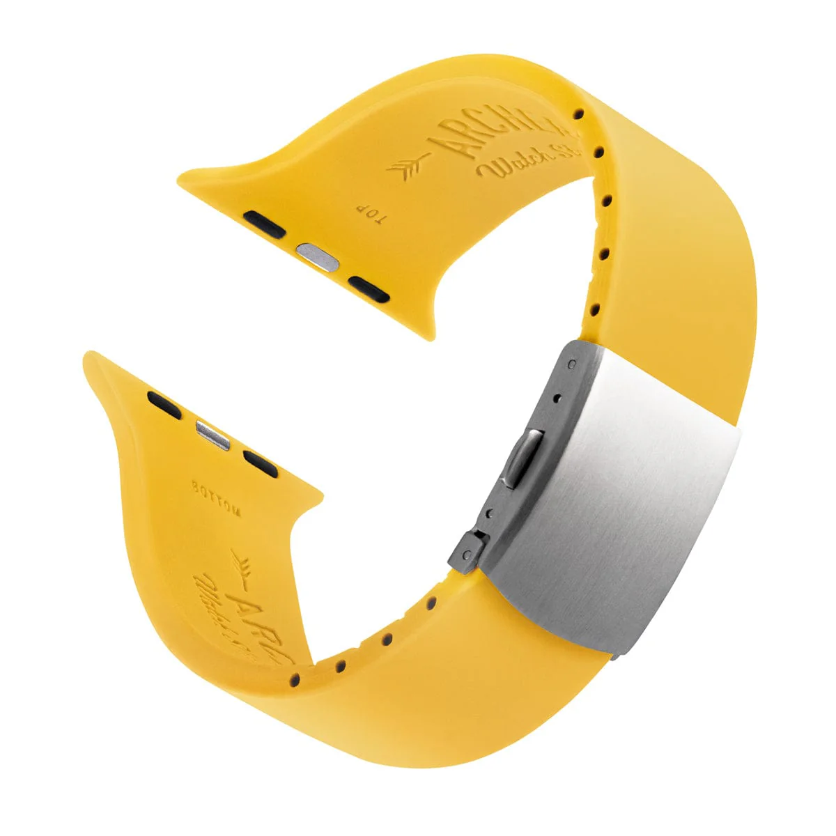 Apple Watch Custom Fit Silicone Watch Band - Naples Yellow/Silver - Image 4