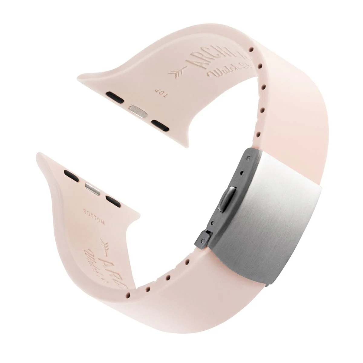 Apple Watch Custom Fit Silicone Watch Band - Pale Rose/Silver - Image 4