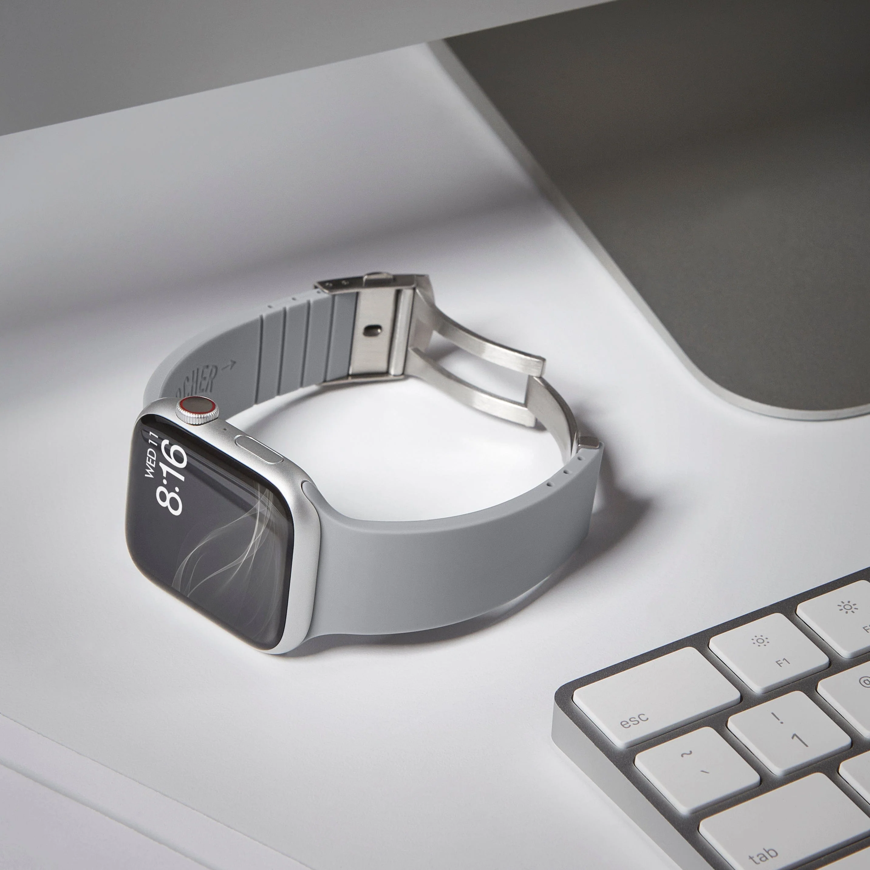 Apple Watch Custom Fit Silicone Watch Band - Platinum Gray/Silver - Image 3