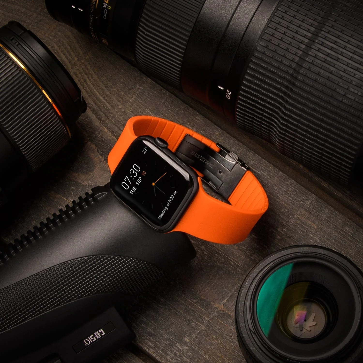 Apple Watch Custom Fit Silicone Watch Band - Portland Orange/Gray - Image 3