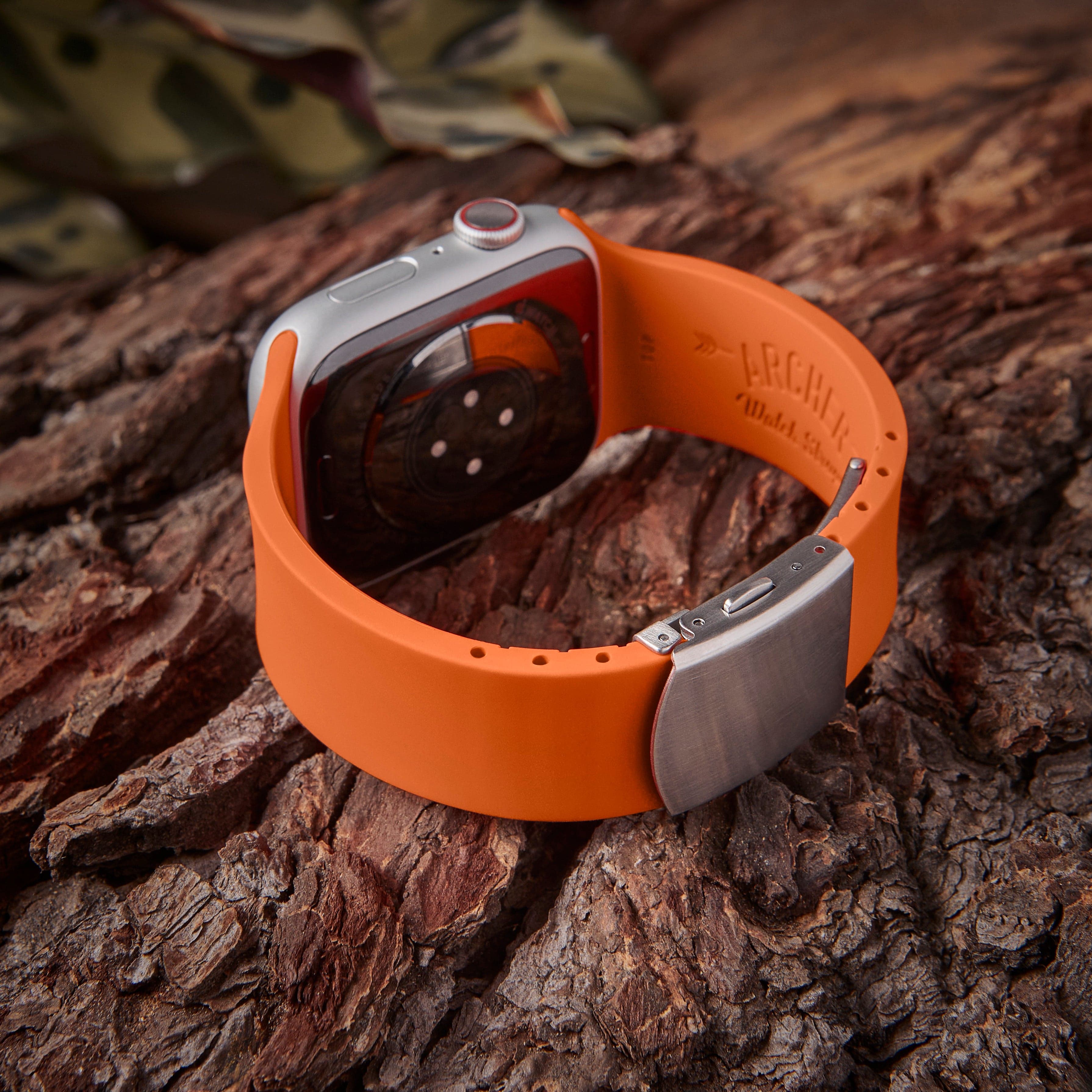 Apple Watch Custom Fit Silicone Watch Band - Portland Orange/Silver - Image 3