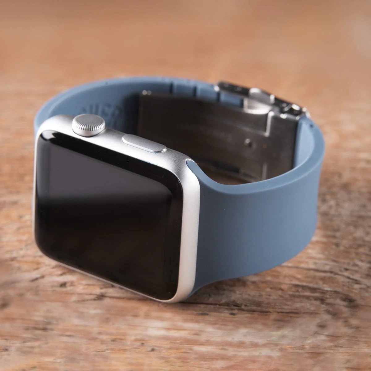 Apple Watch Custom Fit Silicone Watch Band - Steel Blue/Silver - Image 3