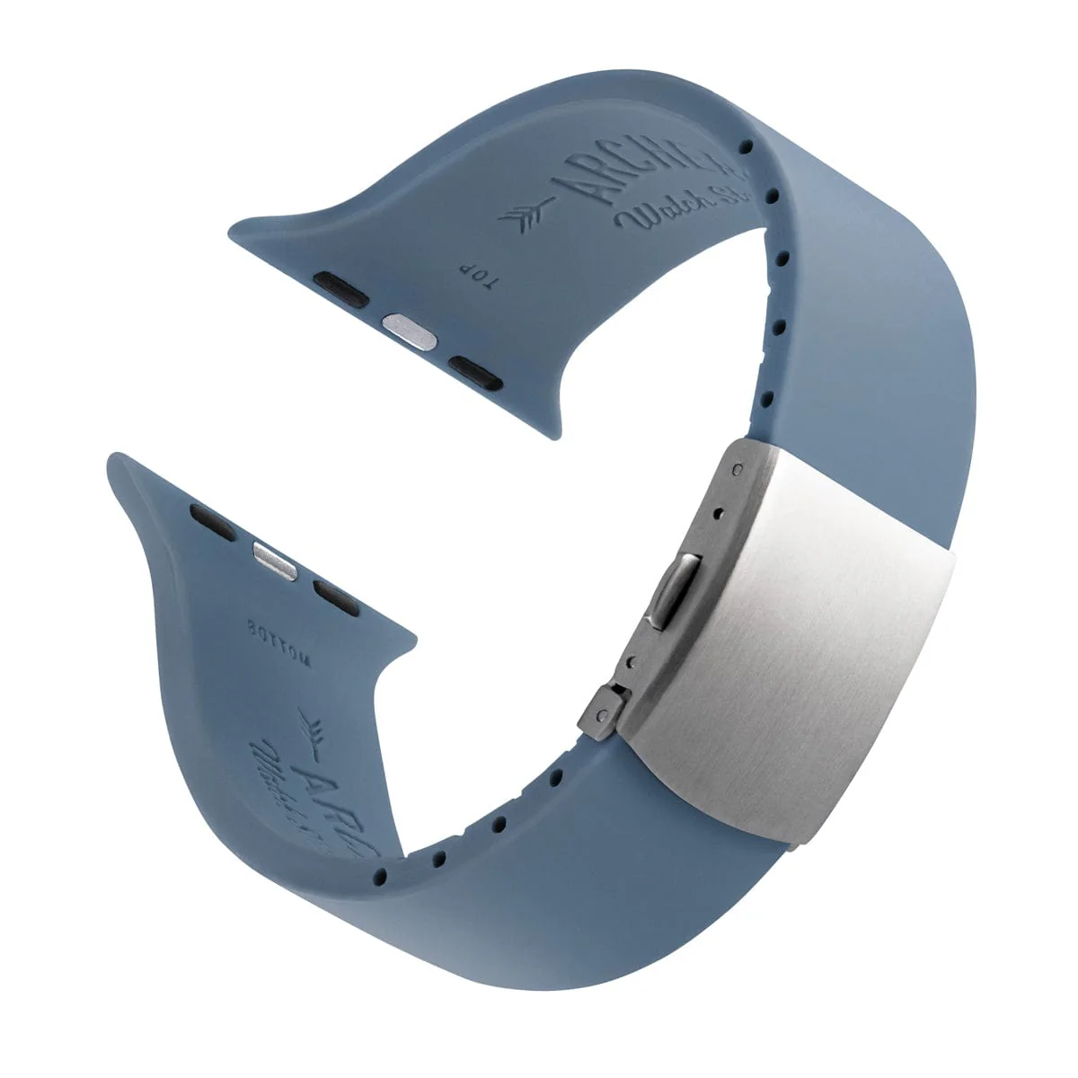 Apple Watch Custom Fit Silicone Watch Band - Steel Blue/Silver - Image 4