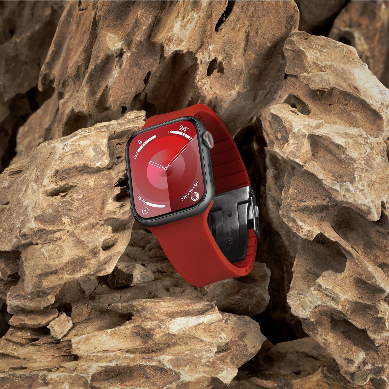 Apple Watch Custom Fit Silicone Watch Band - Venetian Red/Gray - Image 3