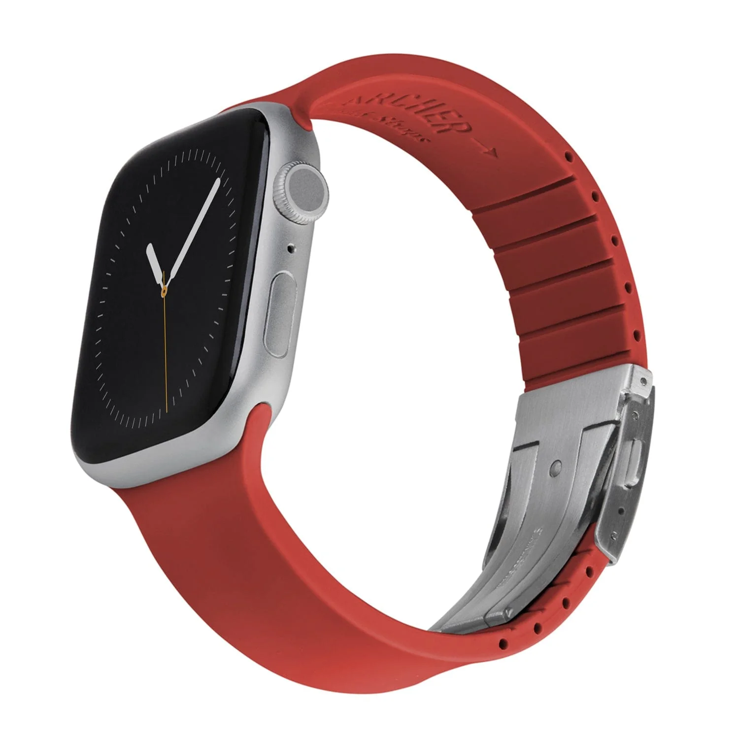 Apple Watch Custom Fit Silicone Watch Band - Venetian Red/Silver