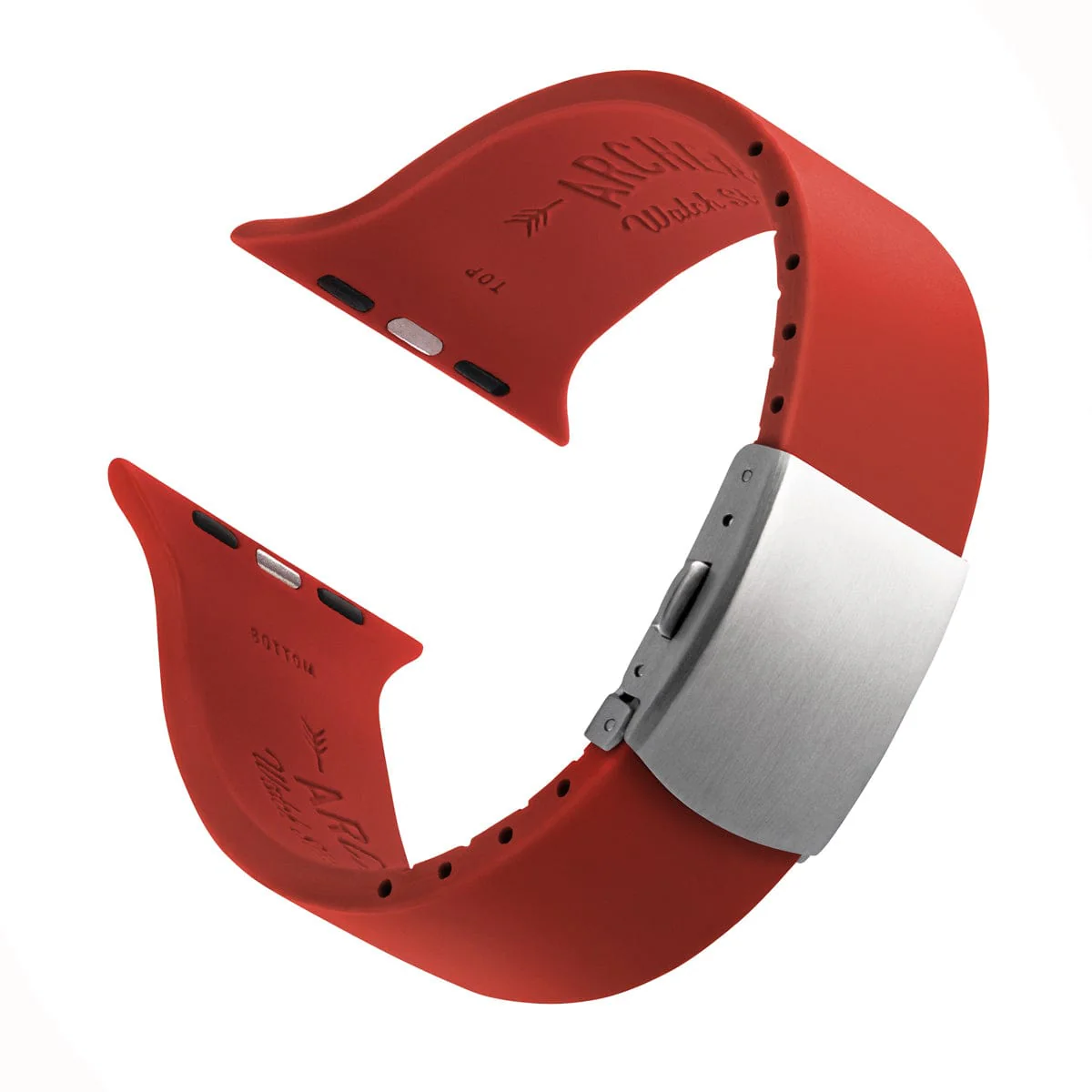 Apple Watch Custom Fit Silicone Watch Band - Venetian Red/Silver - Image 4