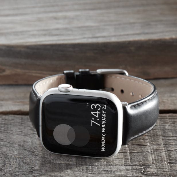Apple Watch Leather Watch Band - Black/Matched/Silver Aluminum - Image 3