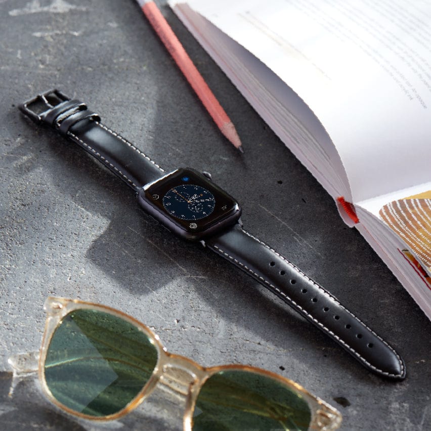Apple Watch Leather Watch Band - Black/Natural/Space Gray - Image 2