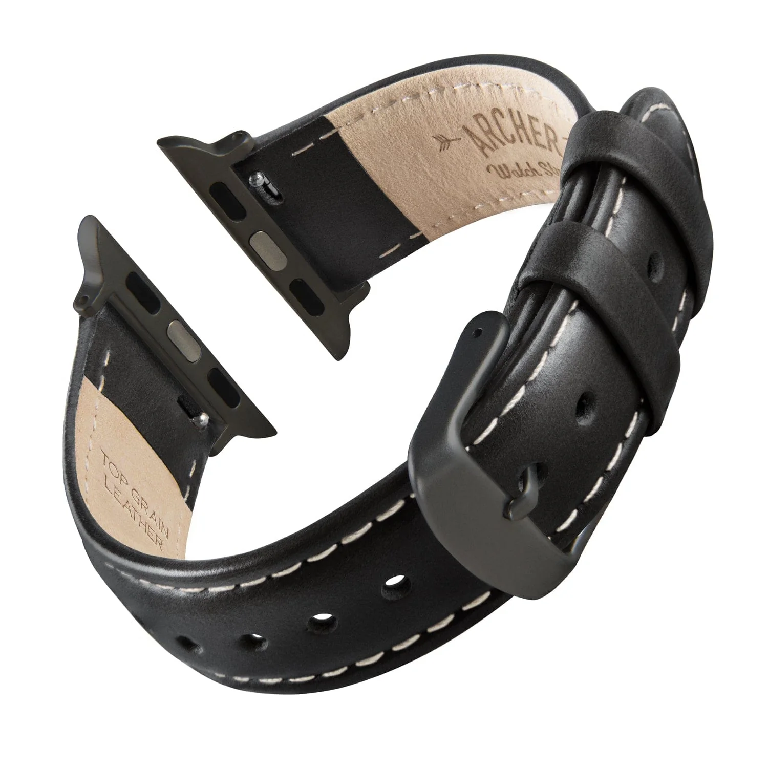 Apple Watch Leather Watch Band - Black/Natural/Space Gray - Image 4