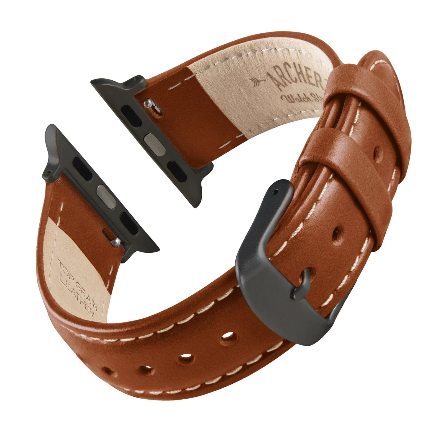 Apple Watch Leather Watch Band - Cognac/Natural/Space Gray - Image 3