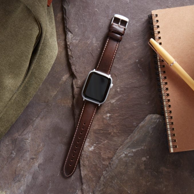Apple Watch Leather Watch Band - Dark Chestnut/Natural/Silver Aluminum - Image 3