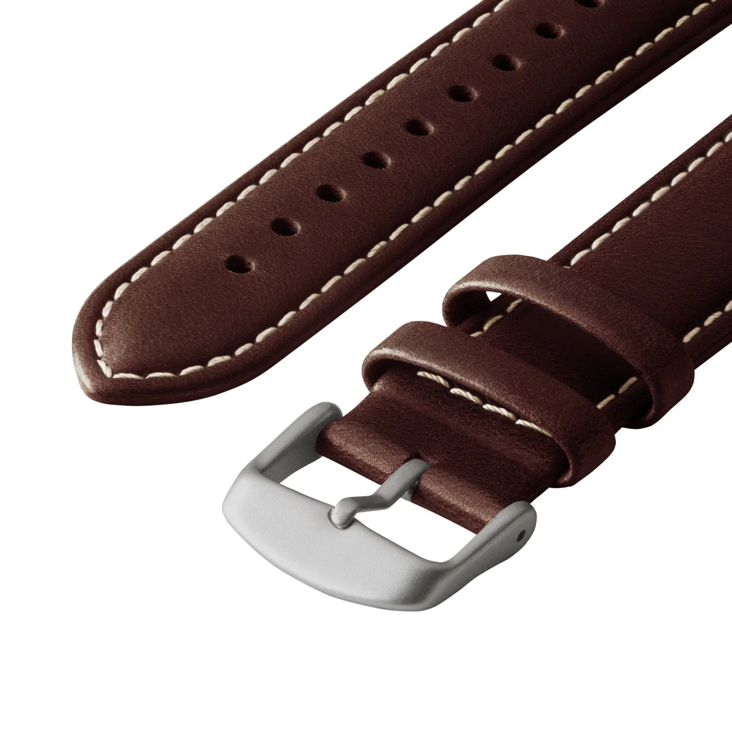 Apple Watch Leather Watch Band - Dark Chestnut/Natural/Silver Aluminum - Image 5