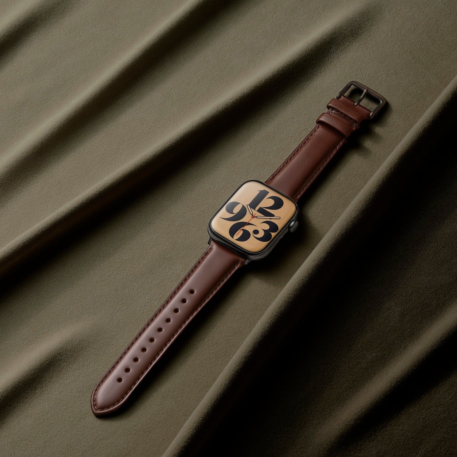 Apple Watch Leather Watch Band - Mahogany/Matched/Space Gray - Image 3
