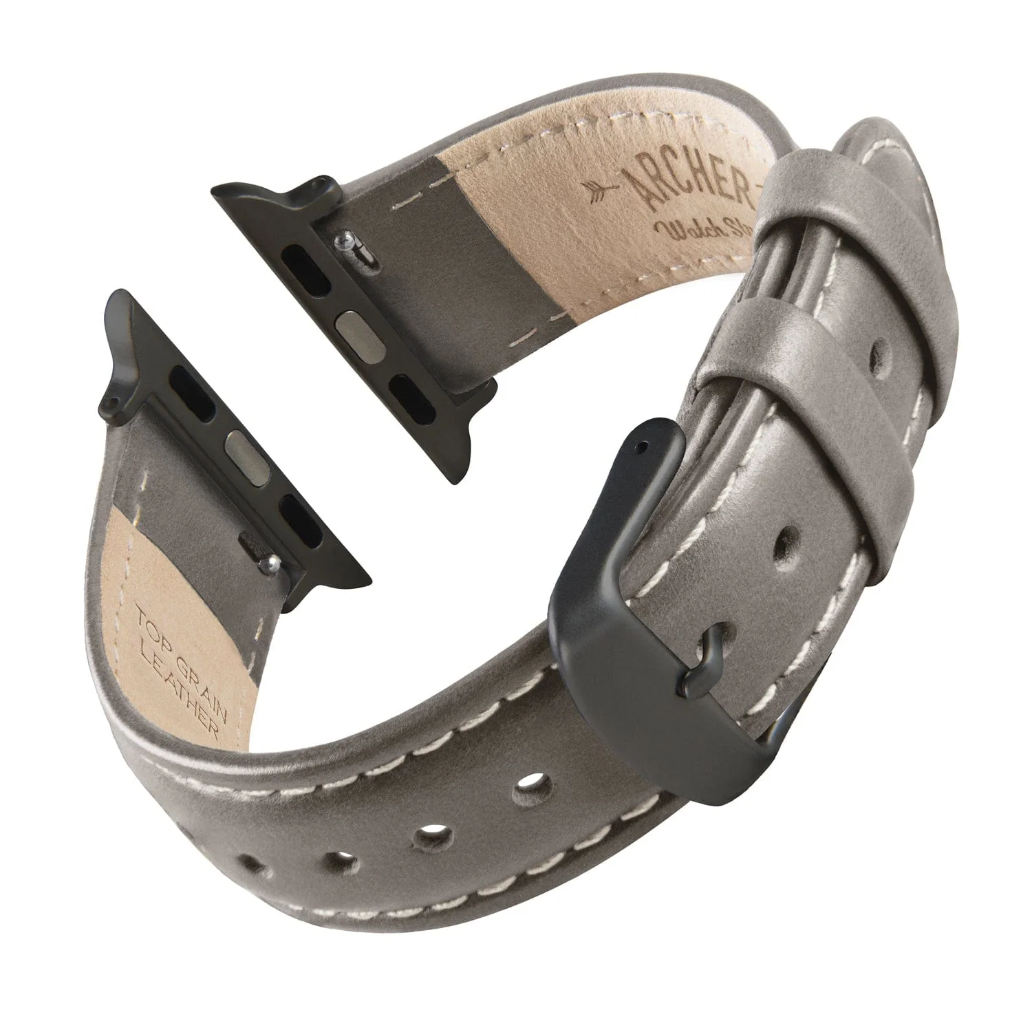 Apple Watch Leather Watch Band - Pewter Gray/Natural/Space Gray - Image 4