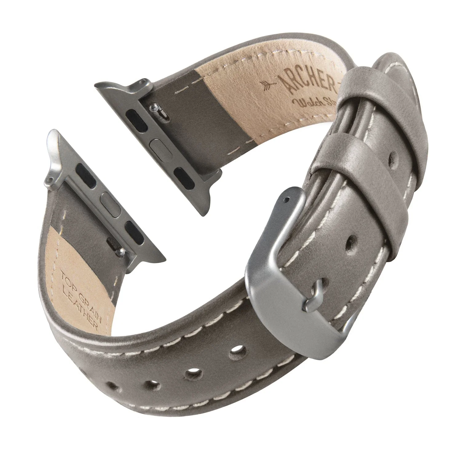 Apple Watch Leather Watch Band - Pewter Gray/Natural/Silver Aluminum - Image 4