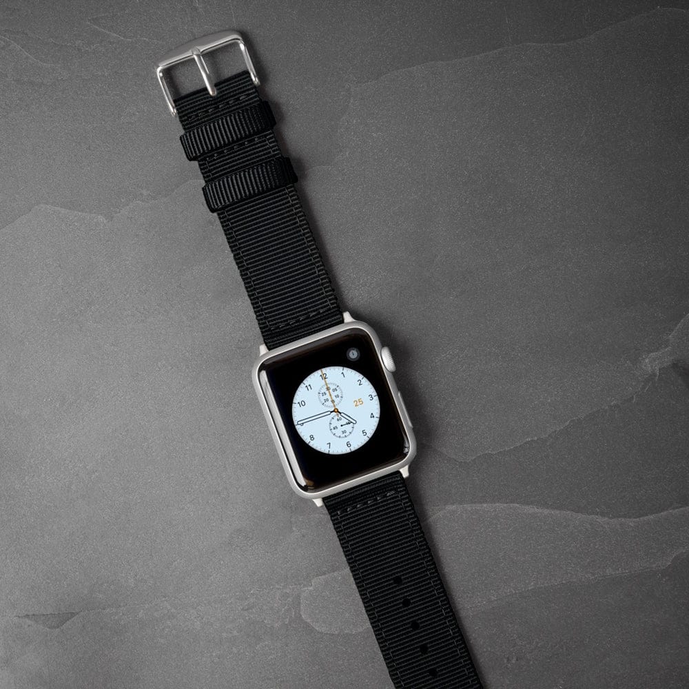 Apple Watch Nylon Watch Band - Black/Stainless - Image 3