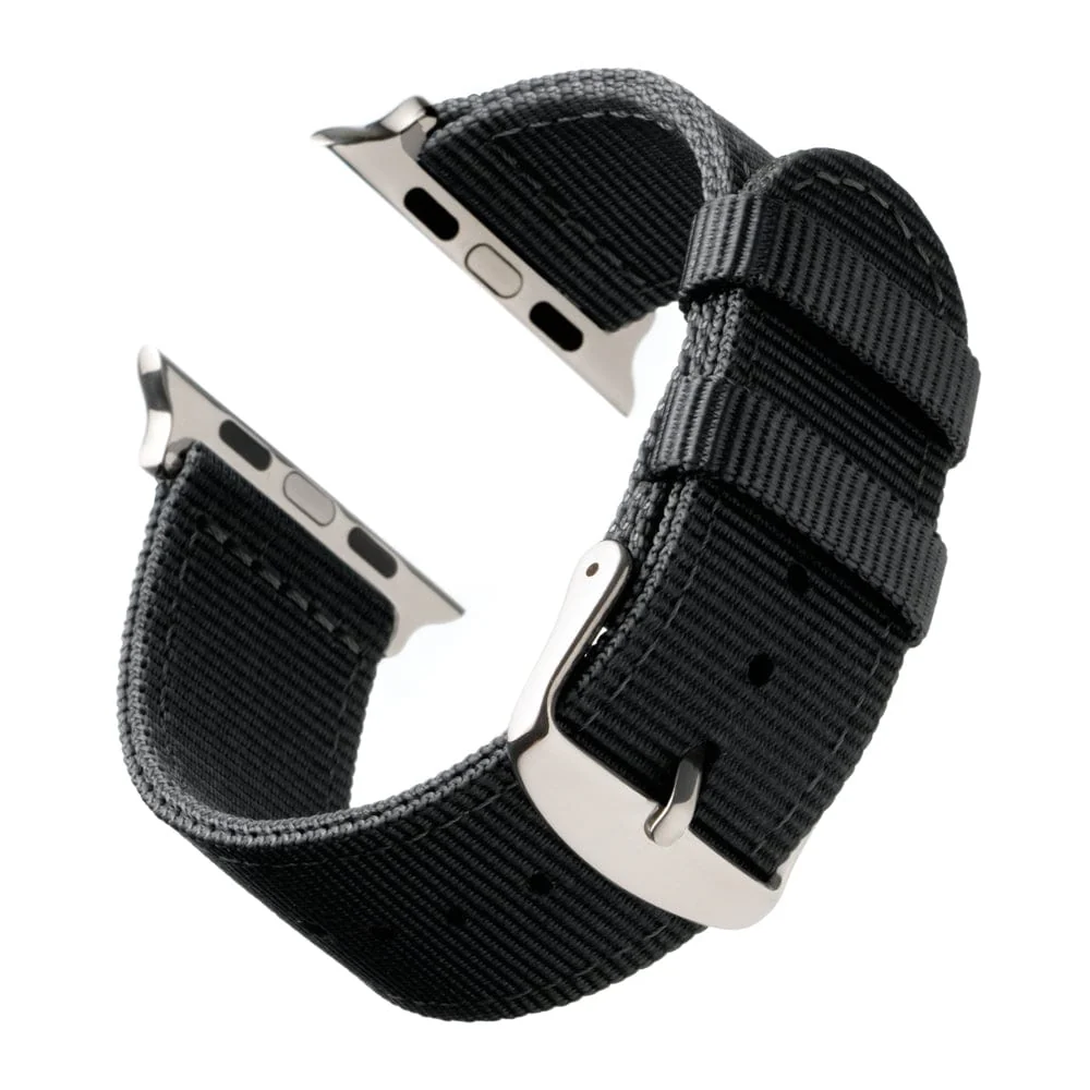 Apple Watch Nylon Watch Band - Black/Stainless - Image 4