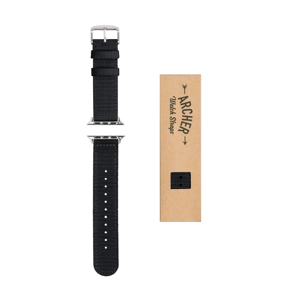Apple Watch Nylon Watch Band - Black/Stainless - Image 7