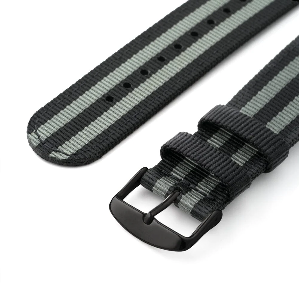 Apple Watch Nylon Watch Band - Black and Gray (James Bond)/Black - Image 6