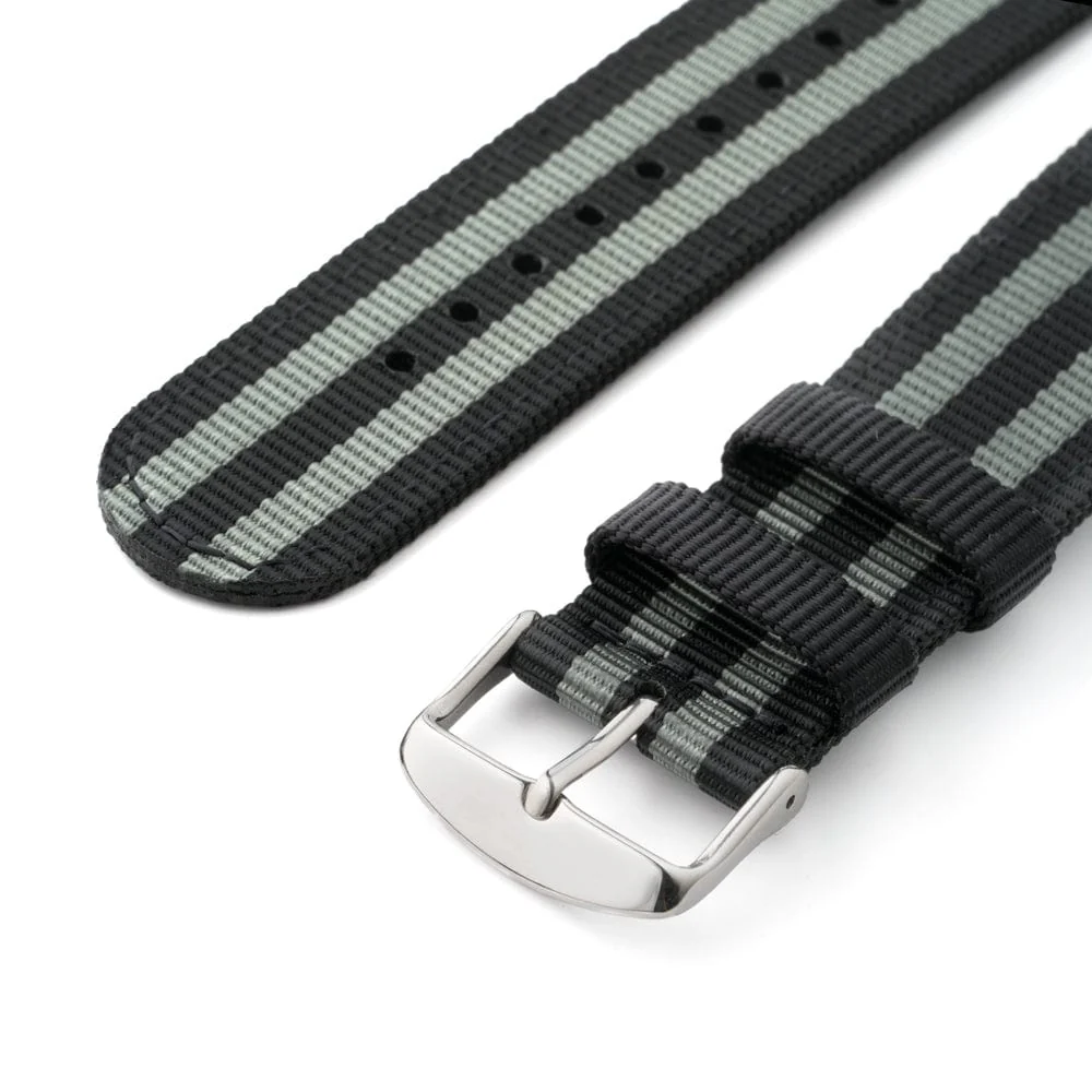 Apple Watch Nylon Watch Band - Black and Gray (James Bond)/Stainless - Image 6