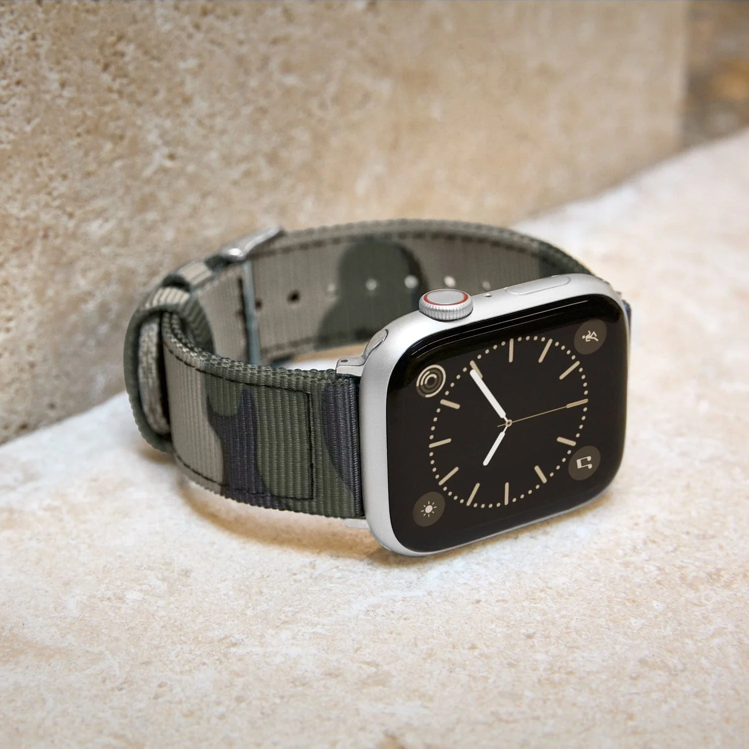 Apple Watch Nylon Watch Band - Green Camo/Stainless - Image 3