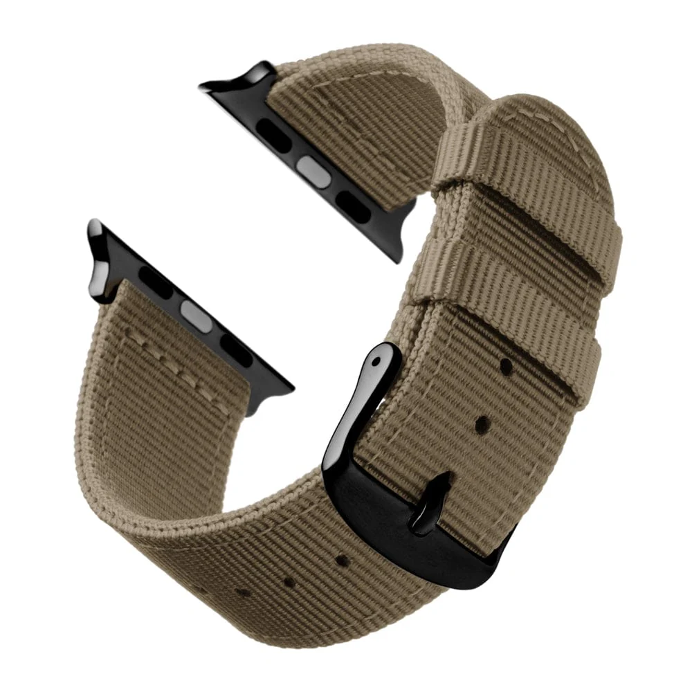 Apple Watch Nylon Watch Band - Khaki/Black - Image 4