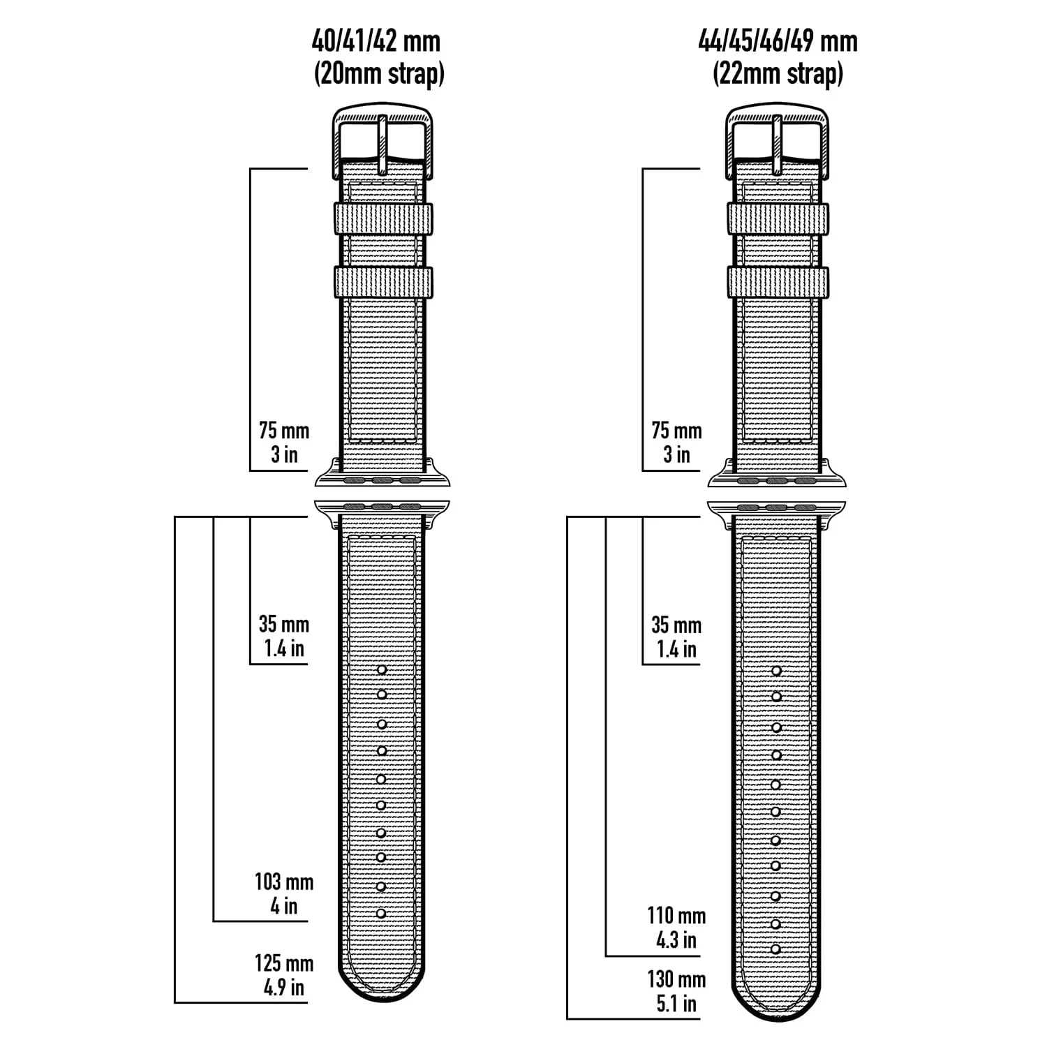 Apple Watch Nylon Watch Band - Khaki/Black - Image 6