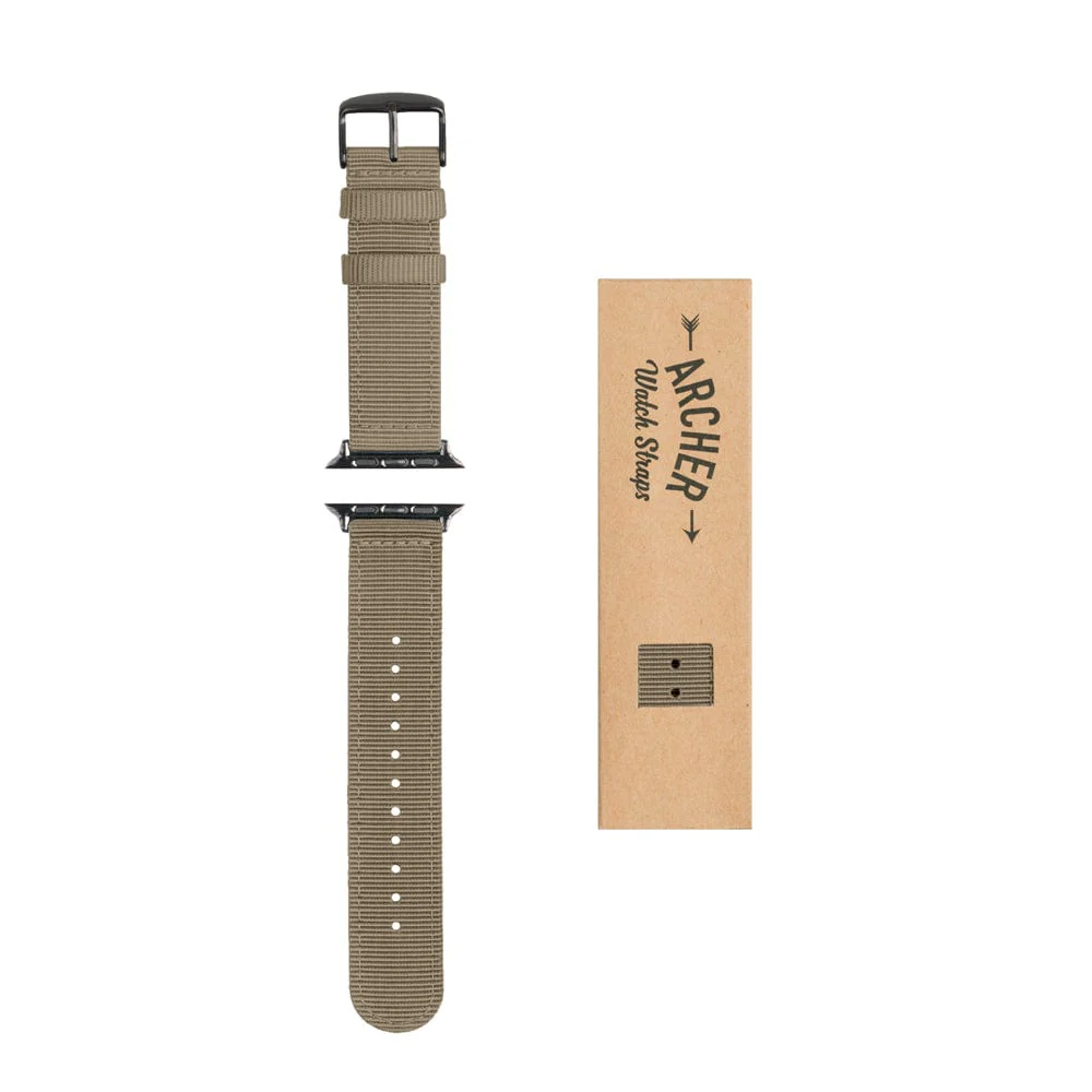 Apple Watch Nylon Watch Band - Khaki/Black - Image 8